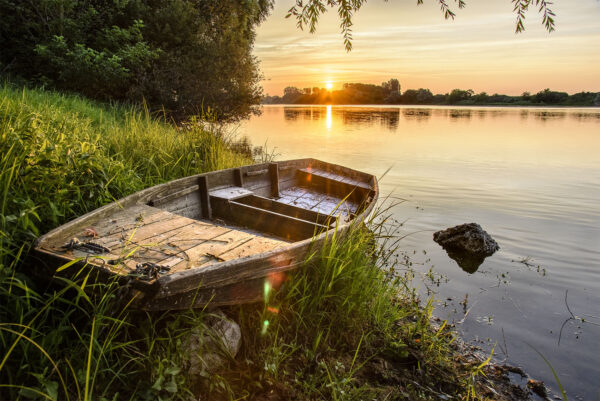 Barque au coucher de soleil à Meung-sur-Loire